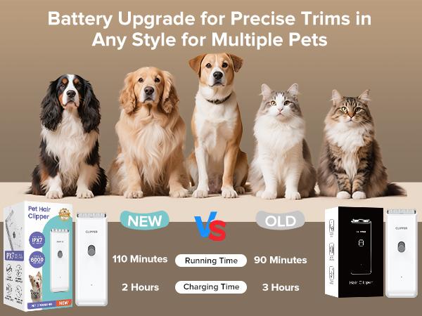 Dog Clipper for Matted & Long Hair,Quiet Pet Paw Hair Trimming Groomer,Handy Cordless Rechargeable Waterproof Shaver Kits for Cats,Small Dogs & Pets