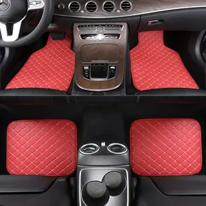 4pcs Set Universal PU Leather Car Floor Mats, Durable and Stylish, Car Front and Rear Seats Floor Mats, Car Interior Accessories, Floor Mats for Car