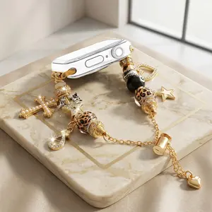 Fashion Leopard Print Beaded Wristband Compatible with Apple Watch 38/40/41/42/44/45/46/49mm, Charming Charm Strap for Ultra Series, Daily Wear, Gift Idea, Watch Straps
