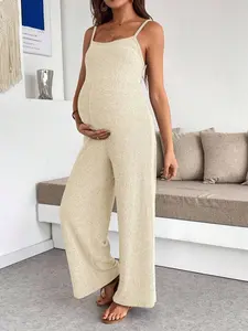 MaterniRIO Maternity Casual Solid Color Minimalist Jumpsuit