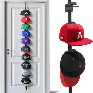 1 Pack Hat Rack for Door Two-Way Hanging Caps with Display Hooks and Hanger, Hat Organizer for Baseball Caps, Over the Door Hat Storage Organizer for Bedroom, Entrance or Garage Doors