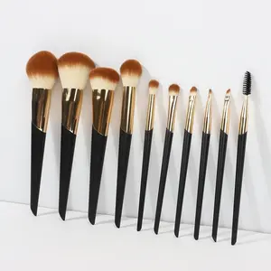 10Pcs ULTRA SOFT  DENSE HAIR Makeup Brushes set Contains large powder Flat Foundation Ultimate Blending Make up Brush set Blush Face Brush Concealers contour Eyeshadow