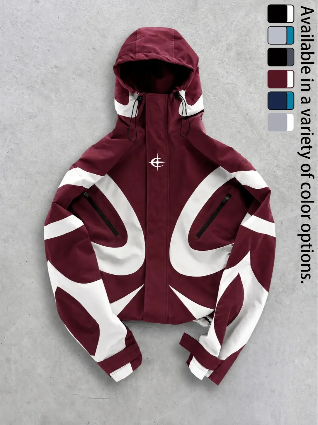 Men's Outdoor Streetwear Hooded Jacket, Techwear Color Block Windbreaker, Lightweight Water Resistant Zip Up Coat, Utility Pocket Casual Shell, Adjustable Hood, Urban Hiking Travel Motorcycle Fall Spring Outerwear, Men's Fashion Daily Wear, TrendyFit