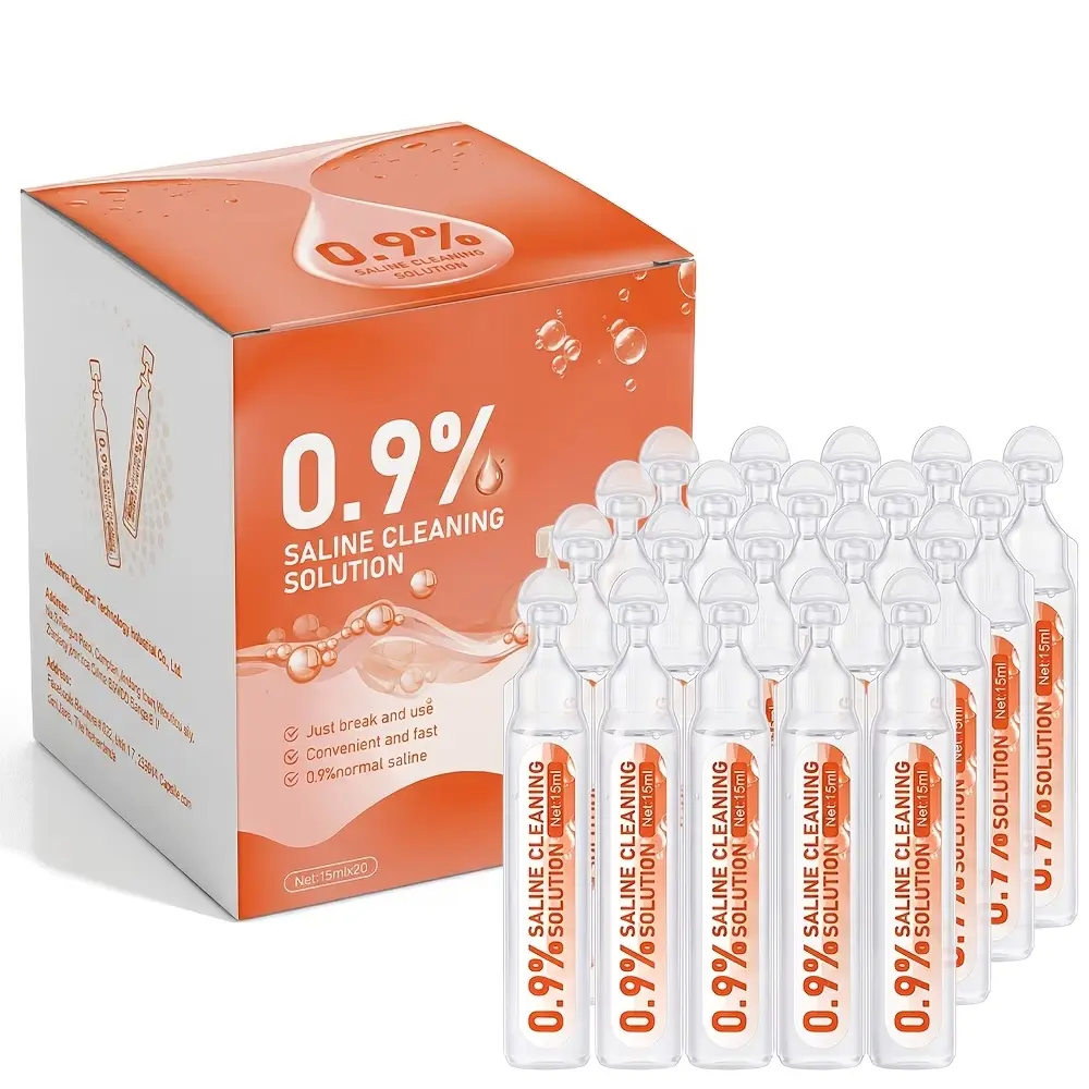 20pcs,0.17 oz Each,0.9% Piercing Aftercare Solution  , Sterile Saline Solution - Gentle Solution for Healing Wounds & Piercings - Beauty & Personal Care