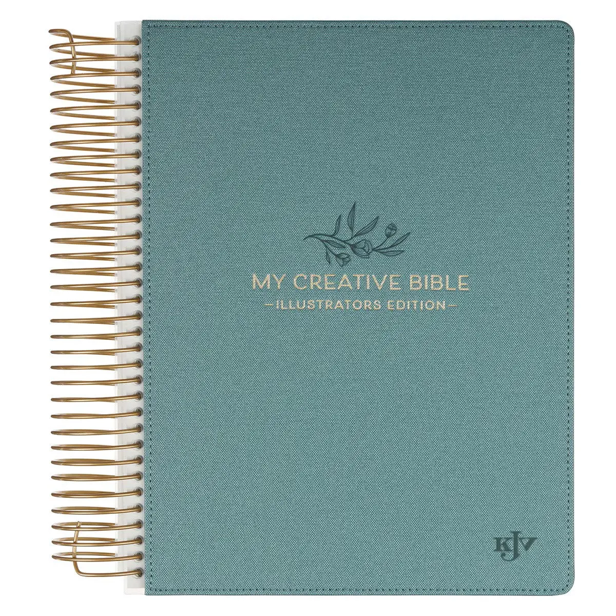 Teal Faux Leather Hardcover Notebook - My Creative Bible Illustrators Edition with Complete KJV Text, Gold Metal Spiral Binding, Ivory Paper, Journaling Supplies for Women, Graduation Gift, Gifts For Women