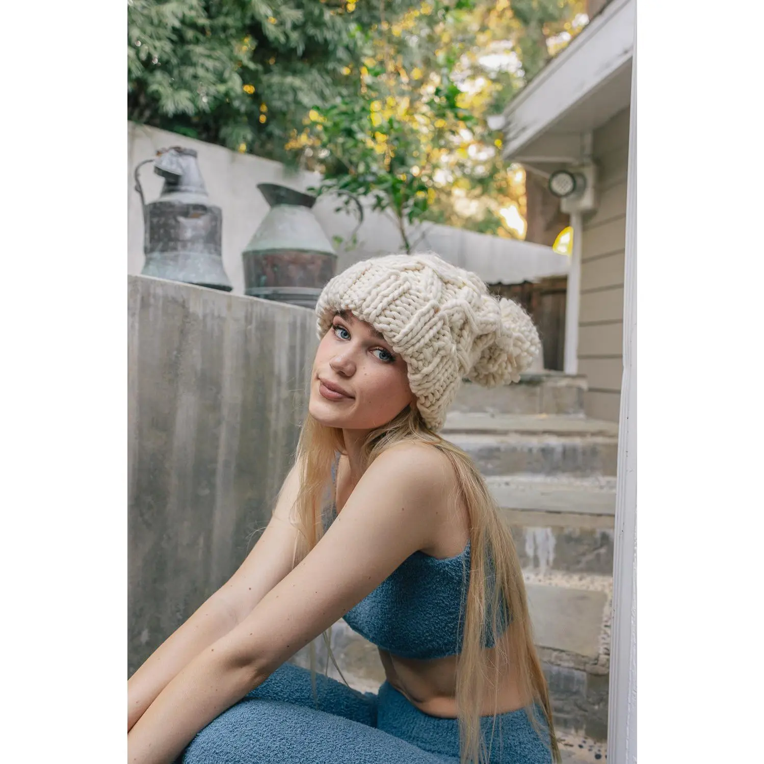 Oversized Chunky Knit Pom Beanie for Women - Fashion Accessory