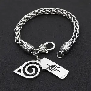 Naruto Konoha Bracelet Shinobi Village Logo Rebel Shinobi Forehead Guard Personality Alloy Hand Decoration Versatile Accessory Japanese Anime Peripheral bracelet men braceletstack friendship bracelets charm bracelet bracelet men
