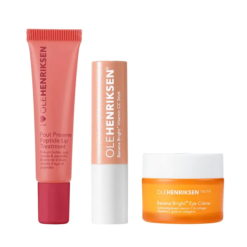 The Hangover Hack - Pout Preserve, Banana Bright+ Eye Creme, and Vitamin CC Stick - Ole Henriksen