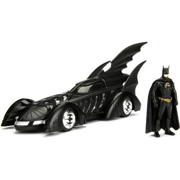 Jada Toys - DC Comics 1995 Forever: Batmobile with Batman Metals Die-Cast Collectible Toy Vehicle with figurine/statue