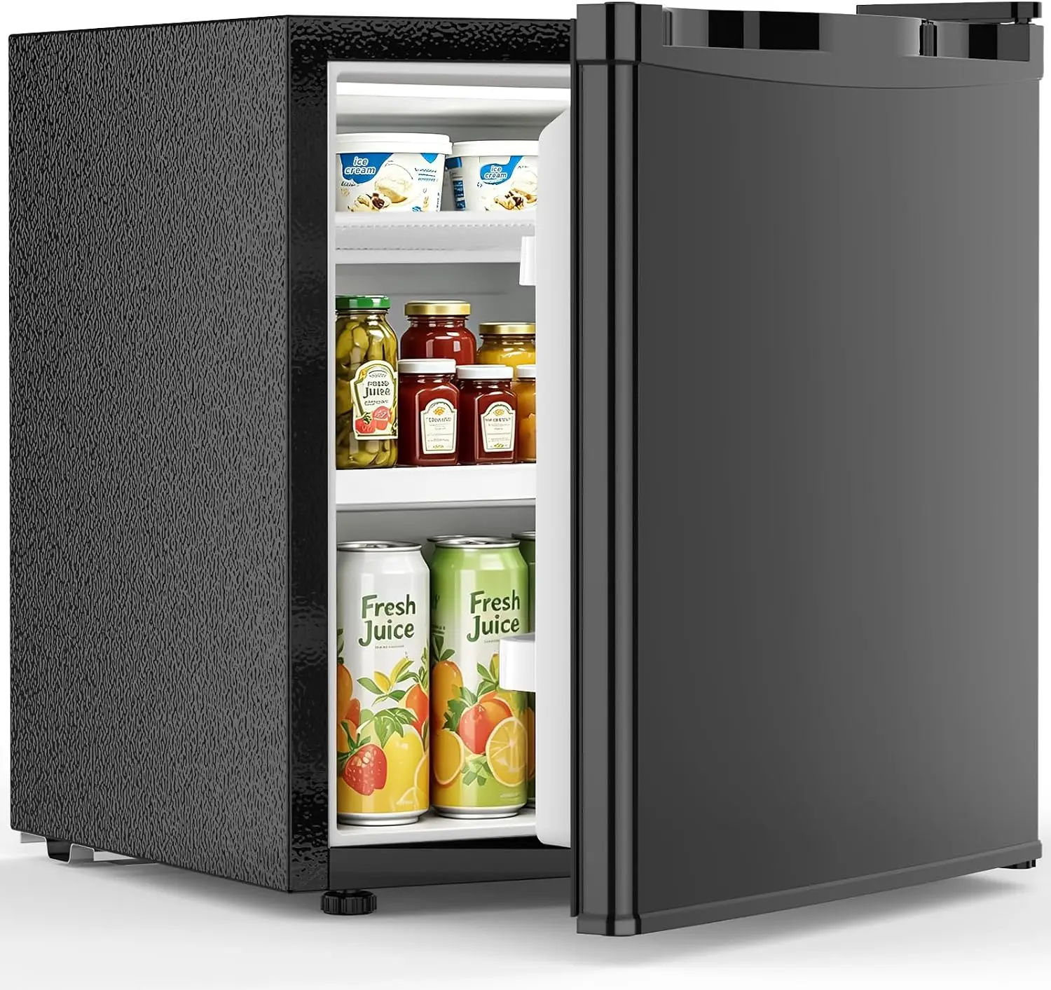 1.6 Cu.ft Mini Fridge – Compact Reversible Door Refrigerator with Adjustable Thermostat, Ultra-Quiet Operation, Ideal for Office, Dorm, Bedroom, Apartment (Black)