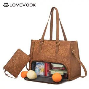 LOVEVOOK Lunch Tote Bag for Women, Laptop Bag with Insulated Lunch Compartment, Quilted Large Capacity Computer Handbag with Purse for Business, Work, Nurse, Office, Collage, Casual. TikTokShopStockUp