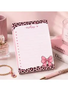 Leopard Print Note Pad with Pink Bow