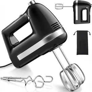 Electric Hand Mixer,  300W Hand Mixer Electric Handheld with 304 Beaters, Dough Hook,Hand Held Mixer with Turbo for Baking Cakes, Eggs, Cream (Black)