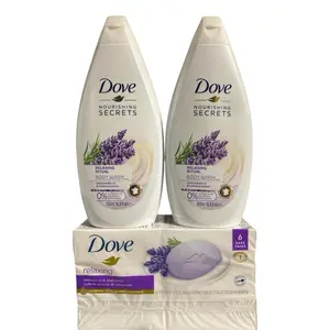 Dove Lavender Extract & Rosemary Water Body Wash and 6 Bars of Soap - 2 Pack 500mL & 3.75 Oz Soap Each Cleanser Skincare Comfort