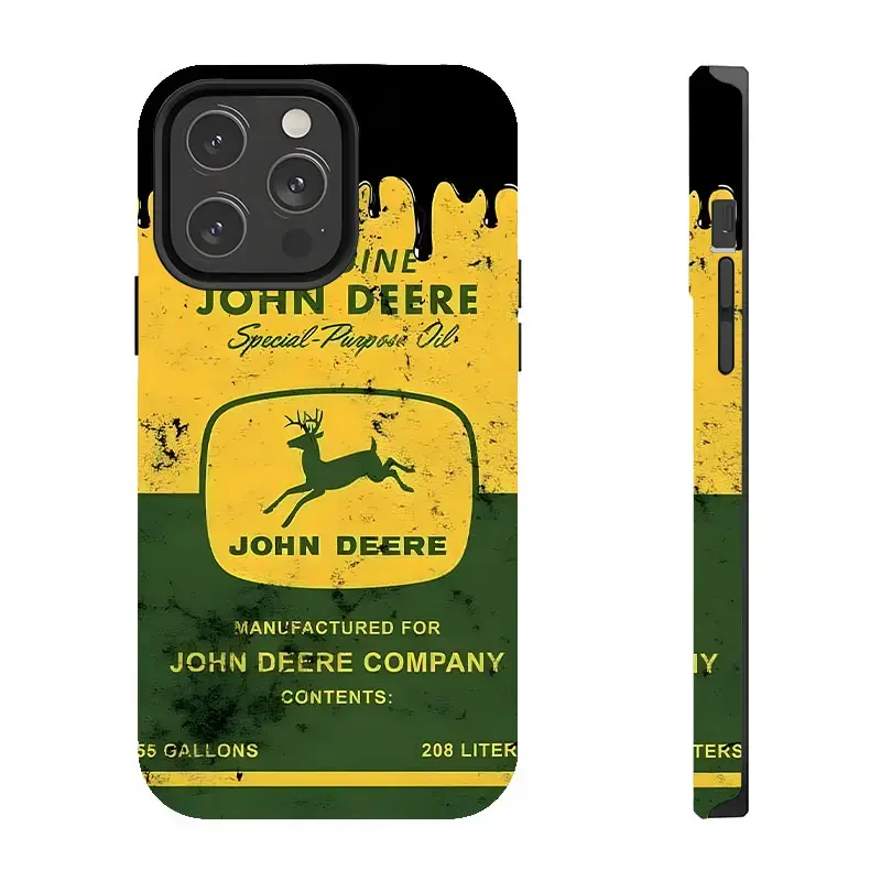 John Deere Camo Pattern Heavy Duty Impact Resistant Bumper Case for iPhone 17 Pro Max,17,16 Air,15 Plus,14,13,12,11,Mini - Gloss Finish Flat Print Farmcore Cover for Farm Enthusiasts' Agriculture Outdoor Use