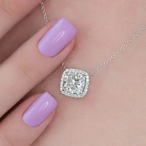 Maxine Delicate 3.0Ct Cushion Cut Fashion Sparkling CZ Pendant Necklace, Ideal for Daily Wear, Travel, Special Occasions, Fashion Necklace, Sparkling Cz Necklace