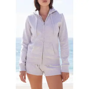 John Galt Women's Light Gray Zip Up Hoodie