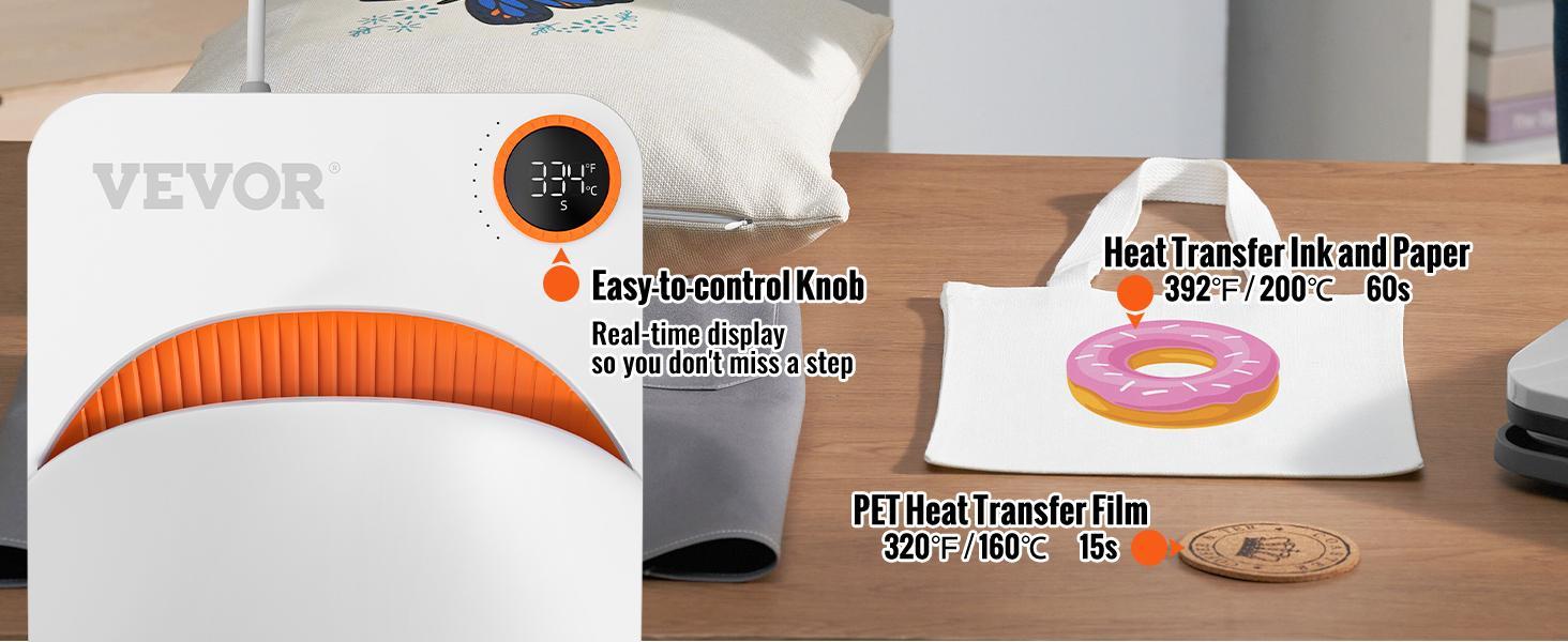 VEVOR Heat Press Machine, TikTokShopBlackFriday, 10x12inches Portable Shirt Printing Multifunctional Sublimation Transfer Heat Press Machine Teflon Coated, Easy Iron-on Press for T-shirts/Bags/HTV/Pillows Vinyl Projects