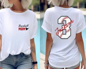 Baseball Mom T-Shirt,Custom Baseball Mom Shirt,Personalized Baseball Gift for Mom,Baseball Mom Gift,Senior Baseball Mama Tee,Baseball Custom