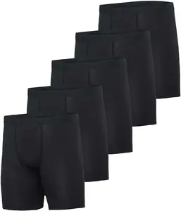 Real Essentials 5 Pack: Mens Compression Shorts - Quick Dry Performance Active Underwear (Available in Big & Tall)