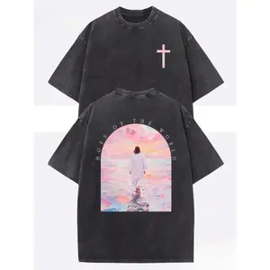 Christian Faith T Shirt Jesus Walking On Water Cross John 14 6 Bible Verse Graphic Tee Acid Washed Heavyweight Streetwear Gift