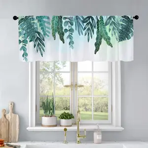 1Pc Spring plants with green leaves printed kitchen curtains living room bedroom bathroom home decoration 54 * 18 inches