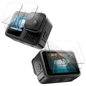 Action Camera Tempered Glass Screen Protector Kit, Photography Camera Accessories, Full HD Protection Set Includes 2 Screens, 2 Front Screens, 2 Lenses, Compatible with Gopro 13/12/11/10/9