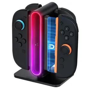 Mcbazel 4-in-1 RGB Charging Dock Compatible with Nintendo Switch 2 (2025) Joy Con, Magnetic Fast Controller Charger Station for JoyCon, LED Indicators, Overcharge Protection, Switch 2