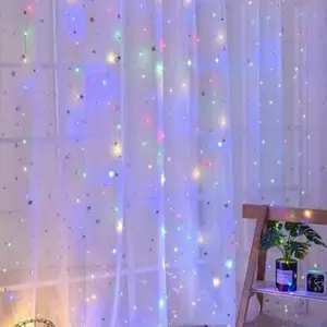 3*3M curtain lights, LED indoor decorative lights, copper wire lights, room atmosphere lights, 300 lights, USB remote control