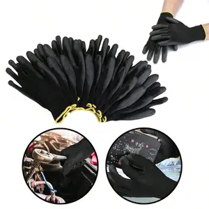 5pairs Anti-Static Work Gloves,PU Coated Work Gloves,Black Nylon Gloves,Industrial Protective Gloves, For Construction, Carpentry And Gardening, Repair Gloves, Non-Slip, Wear-Resistant, Durable,Protect Hands,Household Chores, Outdoor Activities,1pair