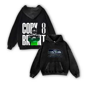 Coby Bryant #8 Seahawks Casual Washed Hoodie | Rising CB Star Gear, Legion of Boom Identity, Retro Fade Lockdown Vibe