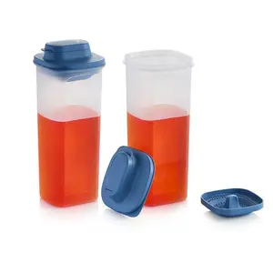 Tupperware Slim Line Pitcher with Strainer Set 2-Qt PP Material Leak-Proof Design Easy Maintenance Drinkware Jugs for Cold Soups & Infused Beverages