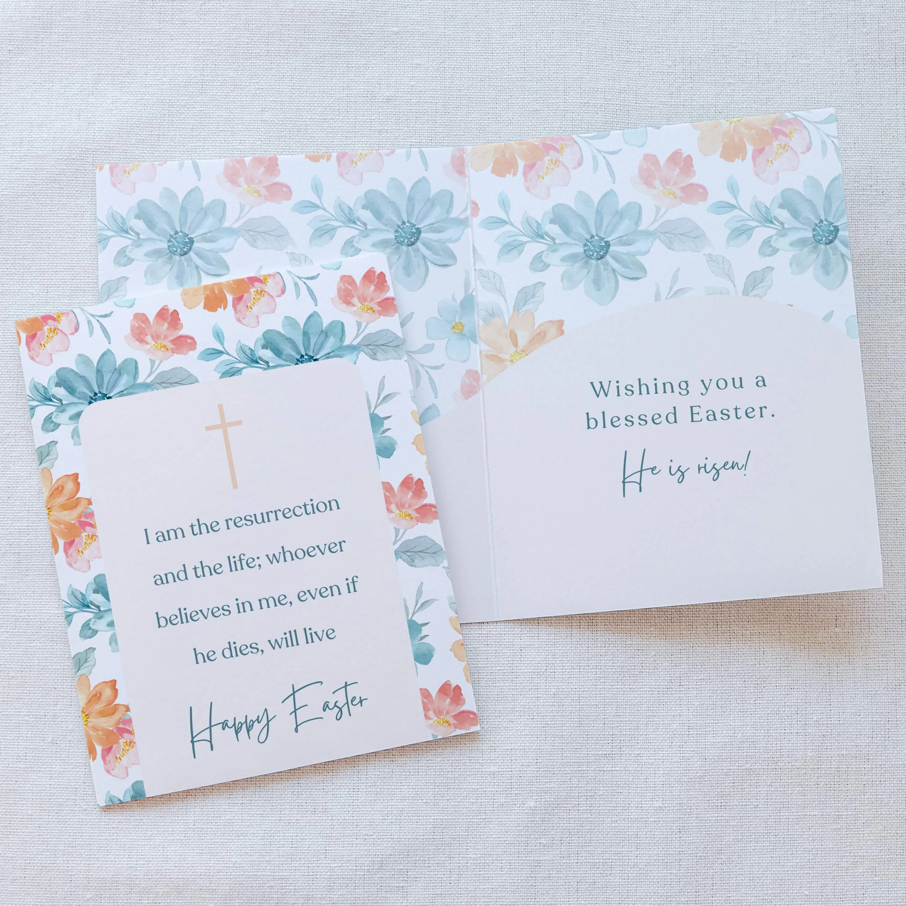 "I am the resurrection" Floral Easter Card