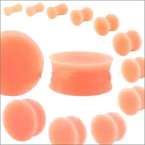 PAIR Flesh Skin Colored Plugs Hiding Hide Retainer Silicone Ear Gauges 6g-1 inch
