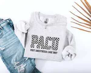 Post Anesthesia Care Unit T-Shirt OR Sweatshirt, gift for PACU nurse shirt, gift for PACU doctor, checkers PACU nurse Cotton Fabric
