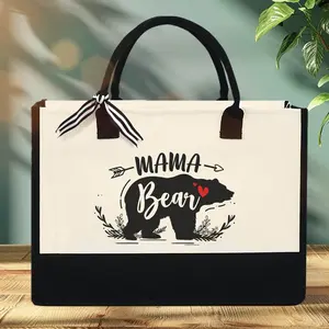 Mama Bear Tote Bag - Mom Christmas Gifts For Women , Mothers Day, Christmas, Birthday Gifts For Mom, Mother, Mama, Bonus Mom, Stepmom Xmas Gift Ideas - 13 oz Canvas Tote Bag With Zipper TQN2530NTH
