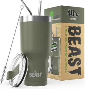 Beast 40 Oz Tumbler Greens Steel