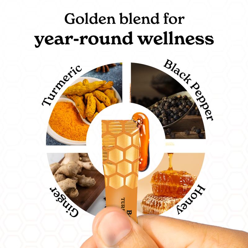 BetterAlt Curcumin95 Honey Sticks | All Season Immunity Support | Turmeric, Black Pepper & Ginger | Iron, Zinc, Vitamin B & C | 30-Day Supply