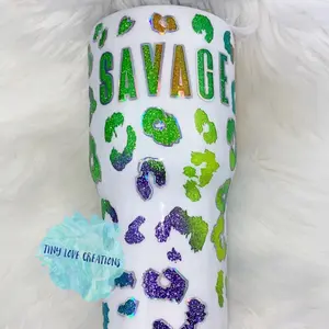 Neon Leopard Savage 30oz Traditional Stainless Steel Tumbler Epoxy Tumbler