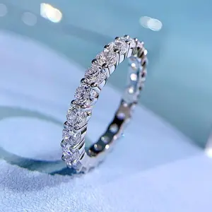 S925 Sterling Silver Row Band Ring 6A Cubic Zirconia Ring fashion jewelry accessory woman girl promise ring-410