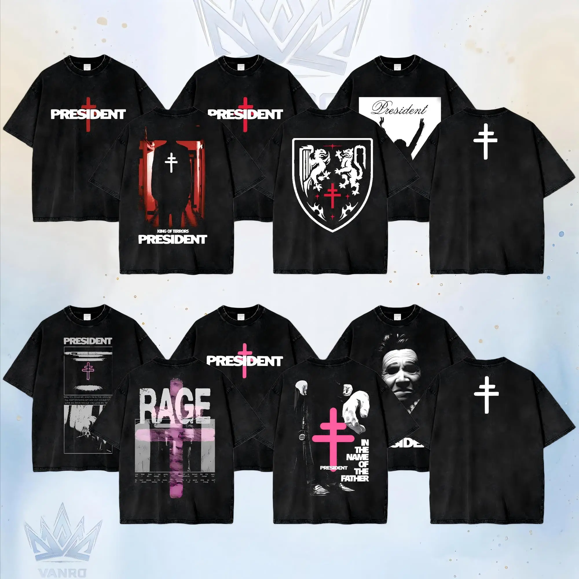 [Collection] President Band Retro Washed T-Shirt, Double-Sided Modern Metalcore Band Graphic Tee, Dark Alternative Rock Men's Short Sleeve T-Shirt, Distressed Heavy Music Vintage Merch,Gift for President Fans, Metalcore Lovers, Men & Women Retro Music Tee