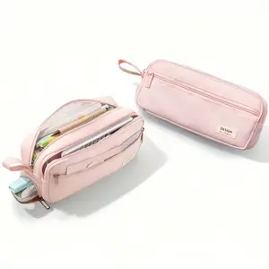 Oxford Fabric Four-Compartment Pencil Case, Large Capacity for Office and Study, Durable Pencil Bag for Office and School Use