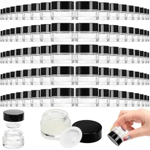 90 Pack 5ml Empty Glass Jars with Black Lid, Clear Airtight  Container Bulk Refillable  Sample Jar for , Lotion, Cream, Samples, Wax, Skincare, Travelling, Retail Store