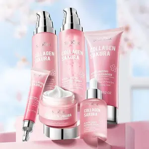 Sakura Collagen Face Care 6-Piece Set, Hydrating Moisturizing Skincare Products, Suitable for All Skin Types, Essential Beauty Routine