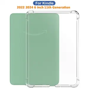 Clear Case for Kindle Ebook 2024 2022 11th Generation 6Inch (Model No. RS23CV C2V2L3) 6'' Accessories Protective Pouch Clear Back Ultra-Slim Soft TPU Transparent Cover Perfect Fit Design Easy Access Ports Lightweight & Durable