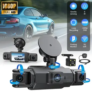 360° Car Dash Cam 4-Channel W5N WiFi, Full Surround View Front/Rear/Side Cameras with Night Vision & HDR, Loop Recording G-Sensor Car Camera, 64GB SD Card Included for All Vehicles