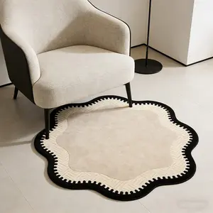 Irregular Wave Edge Carpet for Living Room Bedroom, Creative Luxury Fashion Art Artistic Appeal Washable Material Plush Rug, Decorative Area Rug, Home Decor for Sofa Bed Coffee Table, Wave Edge Design