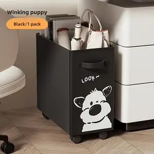 Cute Dog Design Movable Storage Cart with Wheels - Removable Office Supplies Table-Under Storage Box with Cute Cartoon Dog Face, White PMMA Cart, Multi-Tiered Storage for Books, Bottles, and Accessories, Multilayer Storage, Dog Storage Box, Home Organizer