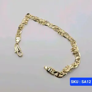 Beautiful Bracelet with Elephants 7.5 Inches 6 Millimeters Laminated Gold Jewelry for Women SKU SA12