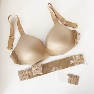 Smooth Lined Wire-Free Beige & Clear Bra Set with Adjustable, Interchangeable Straps for Bridesmaids & Teen Dancers Customizable Supportive Everyday T-Shirt Bra
